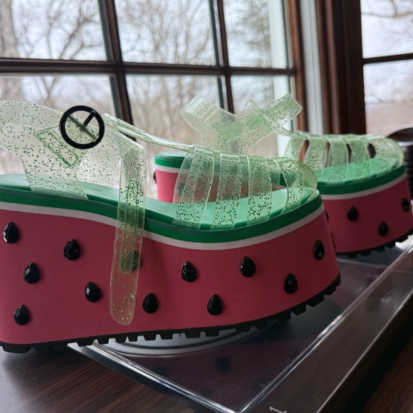 Dolls Kill Green and Pink Platform Sandals - Picture 2 of 4